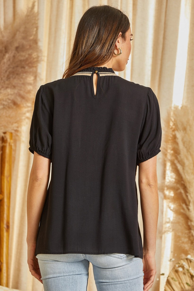 Embroidered Baby Doll Top