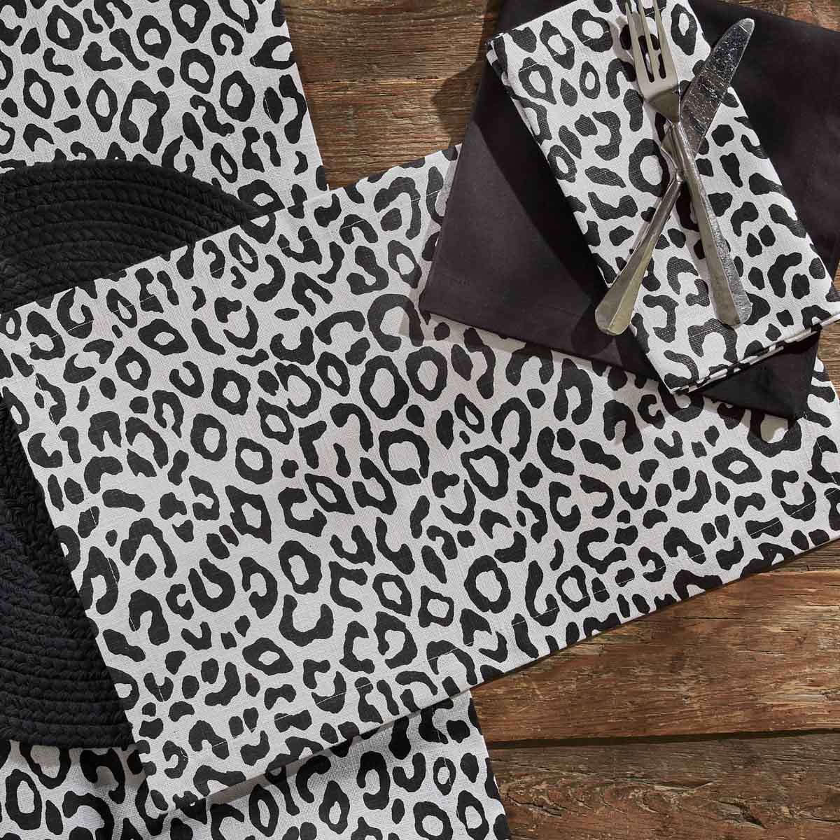 Safari Leopard Printed Placemat- Black