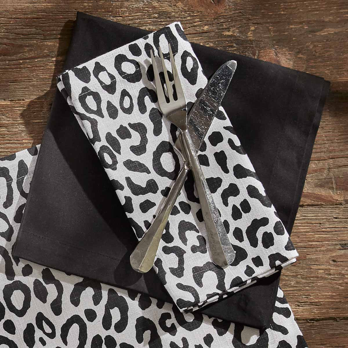 Safari Leopard Printed Napkin- Black