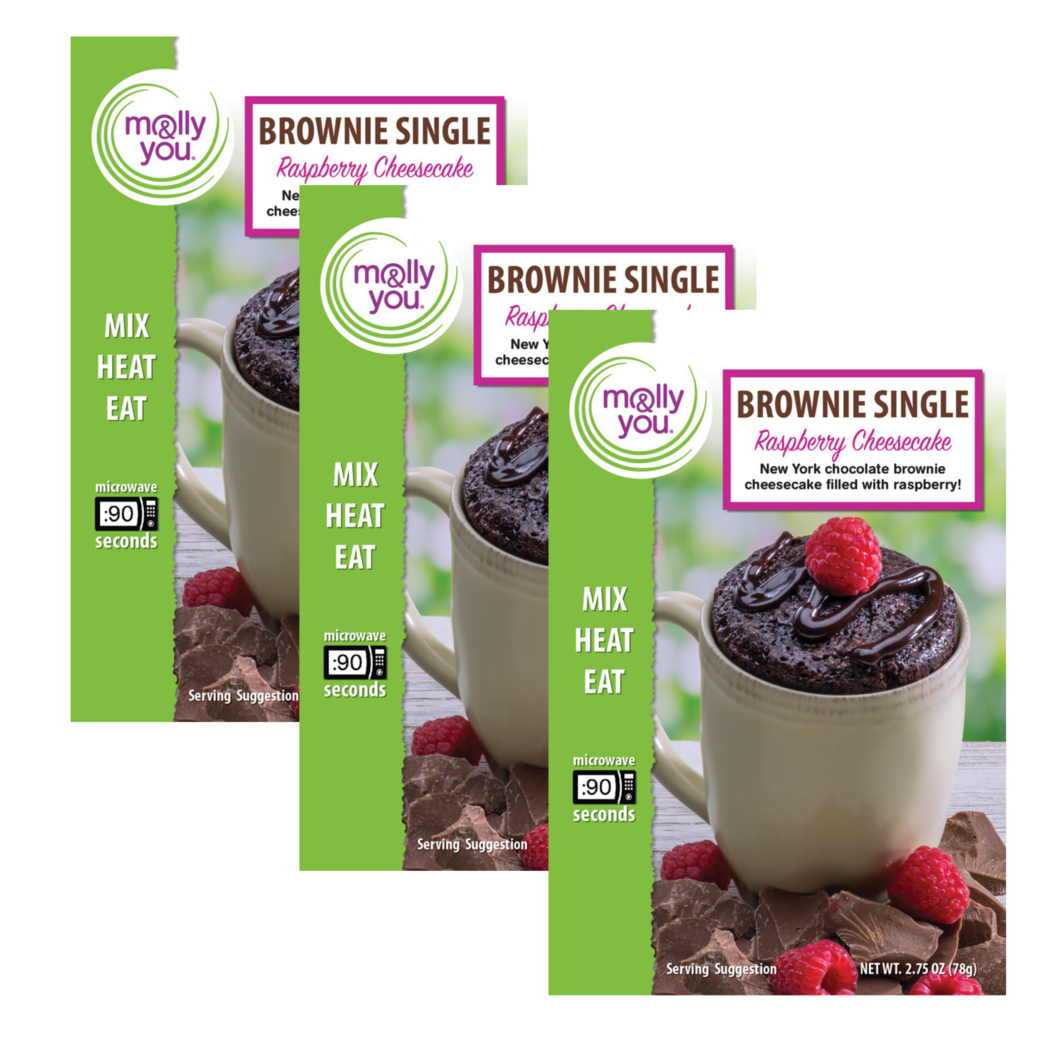 Chocolate Raspberry Cheesecake Microwave Brownie Single