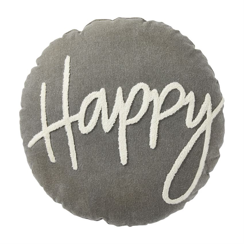 Happy Round Canvas Pillow