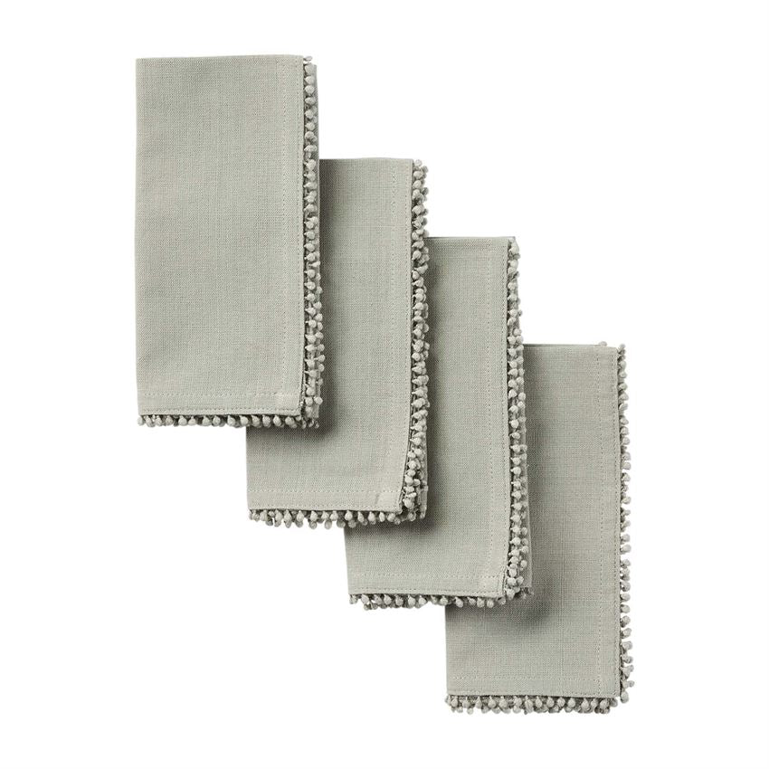 Grey Cotton Pom Napkins