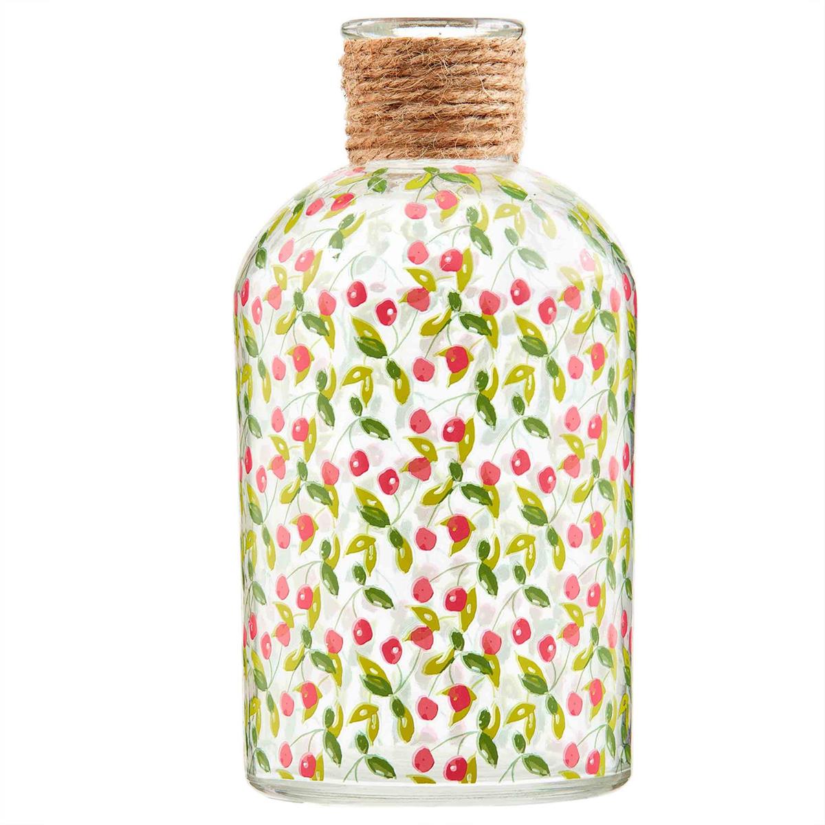Cherry Floral Glass Vase