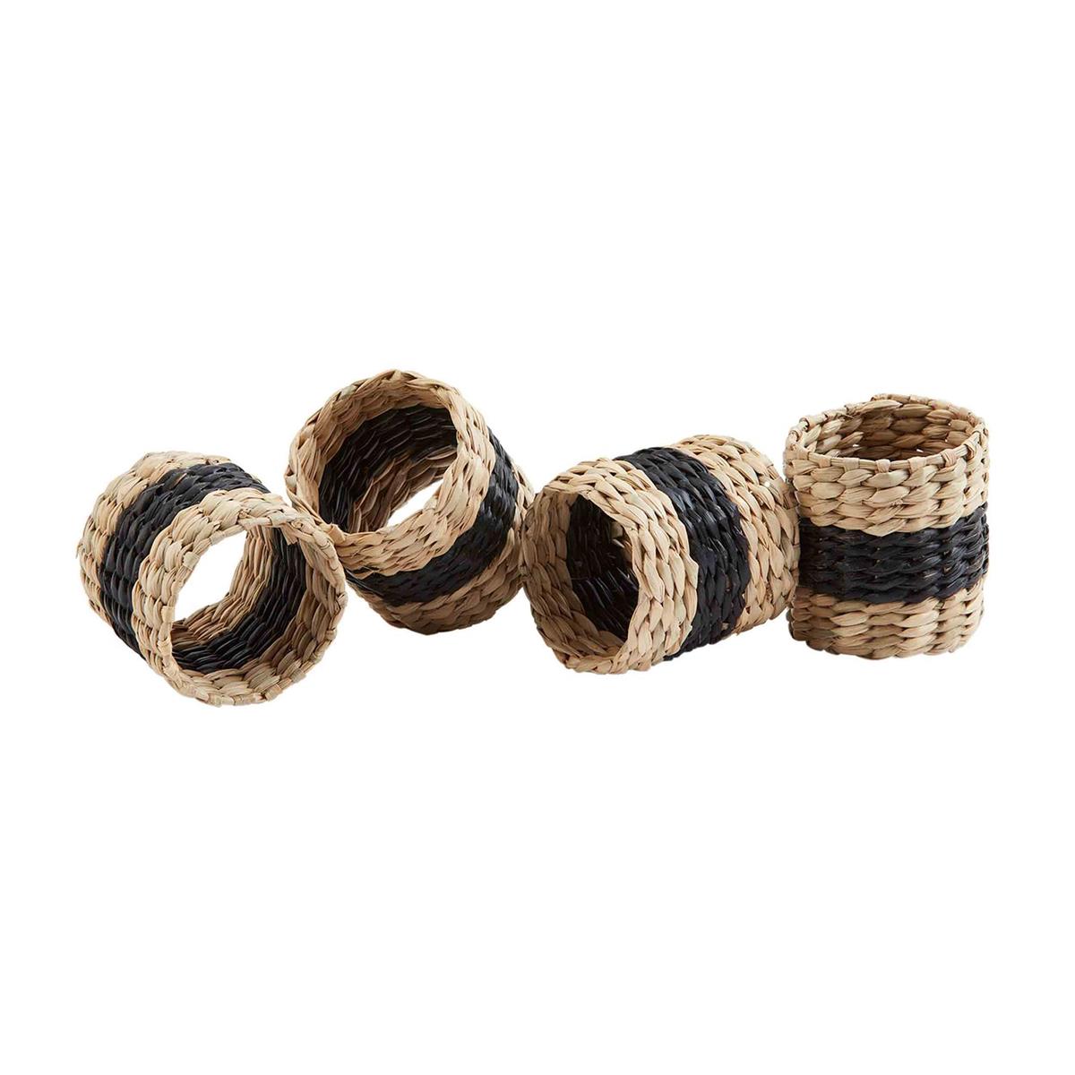 Set/4 Black Seagrass Napkin Rings