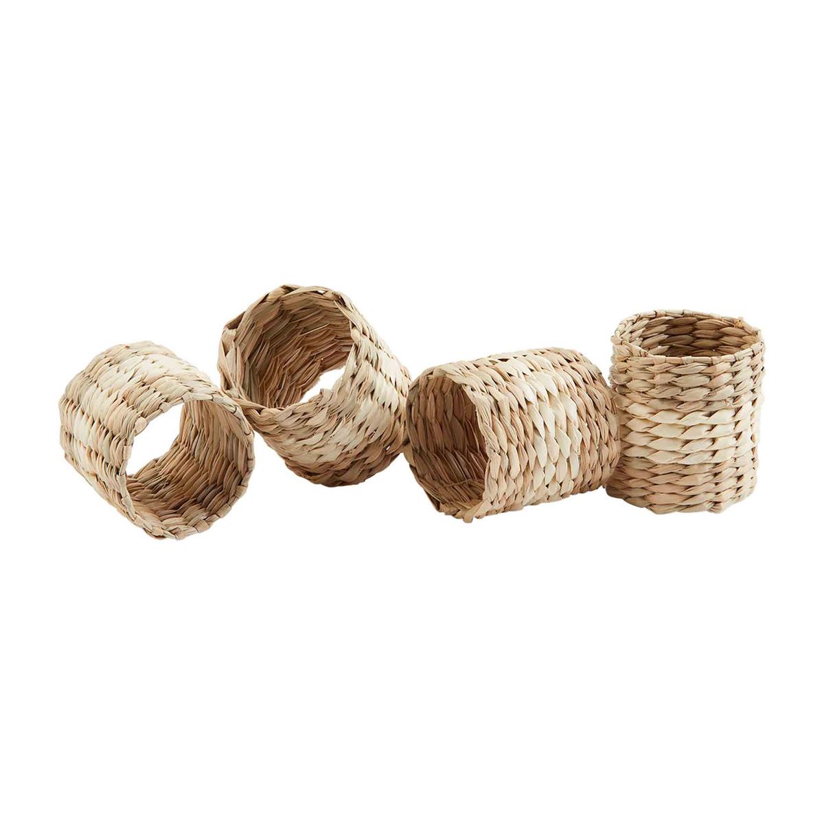 Set/4 White Seagrass Napkin Rings