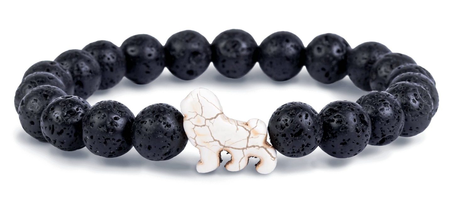 The Excursion Lion Bracelet in Lava Stone