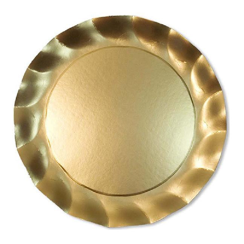 Satin Gold Wavy Paper Charger 8/PK
