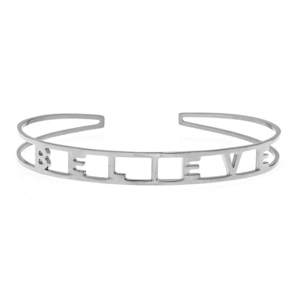 BELIEVE Brass Cuff Bracelet- White