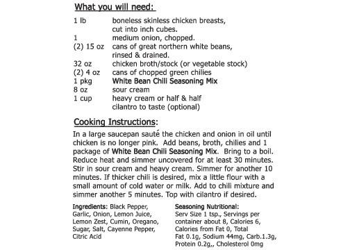 White Bean Chili Seasoning Mix