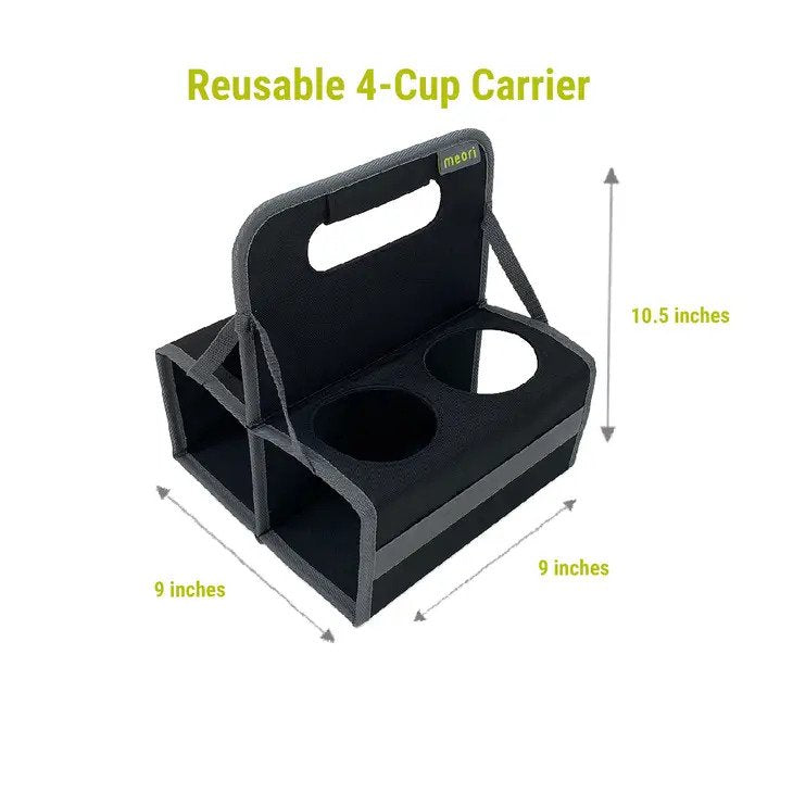 Reusable 4-Cup Drink Carrier- Black