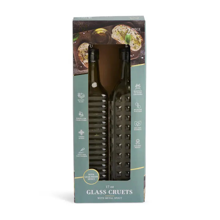 set/2 500ml dotted glass cruets