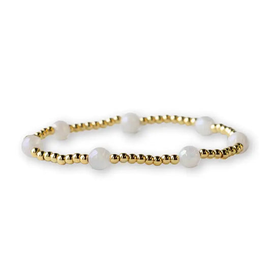 GILDED GOLD DOT BRACELET WHITE JADE