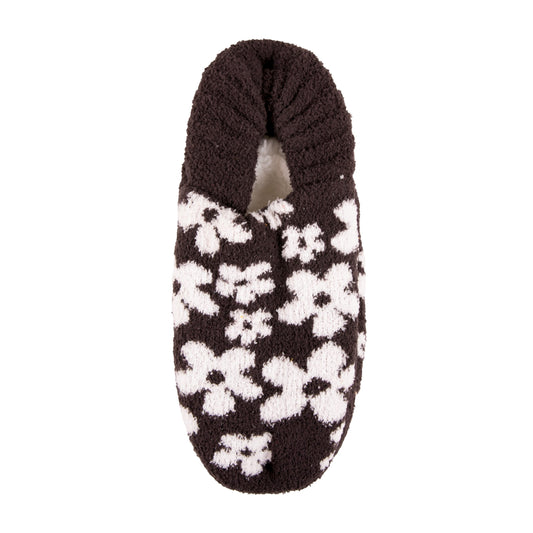 Black Daisy Slipper Sock
