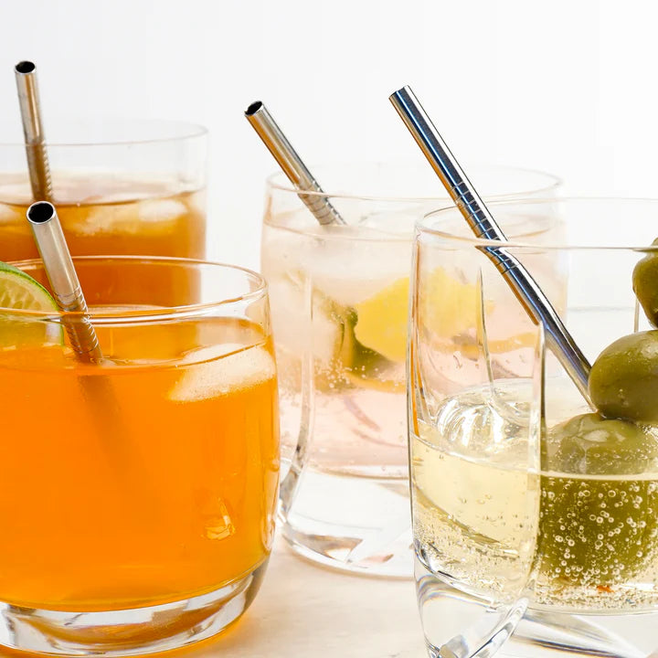 SHORT SS DRINK STRAWS SET4