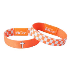 TAP TO PRAY WRISTBAND ORANGE AND WHITE CHECKERED