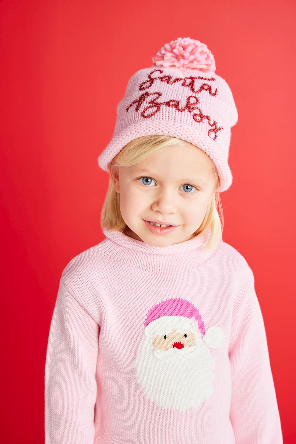 PINK SANTA ROLLNECK SWEATER