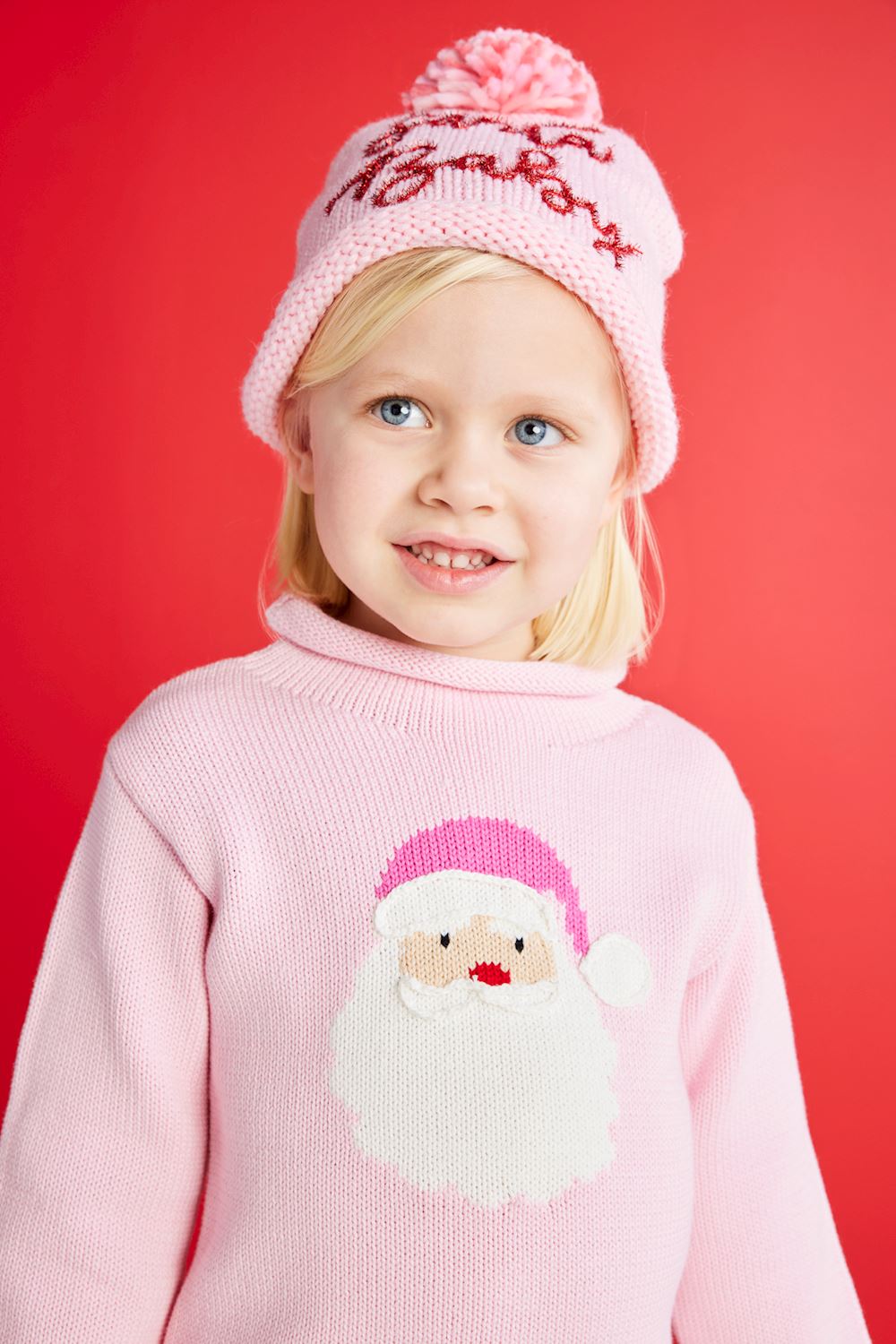 PINK SANTA ROLLNECK SWEATER