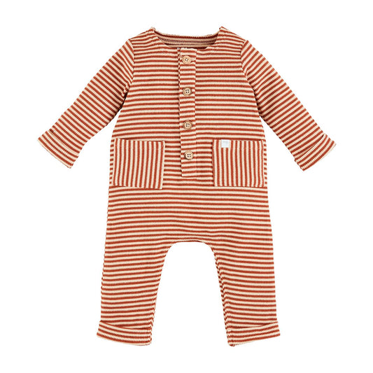 BROWN STRIPE ONE-PIECE