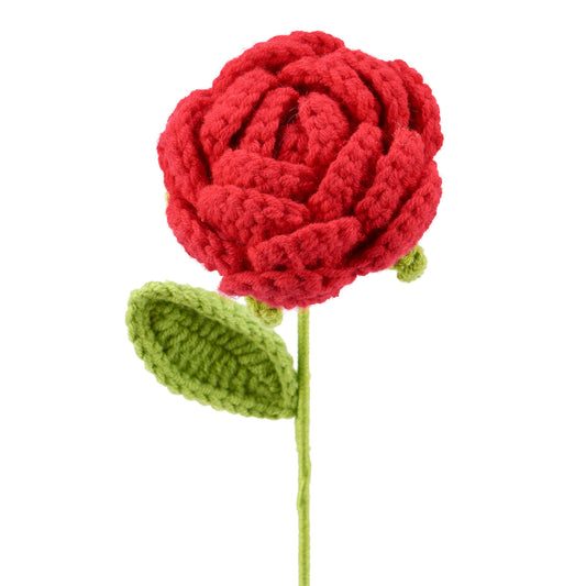 CROCHET FLOWER RED ROSE