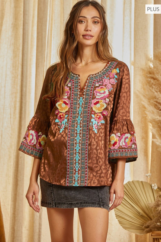 Embroidered Blouse Plus