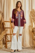 Floral Embroidered Blouse Plus