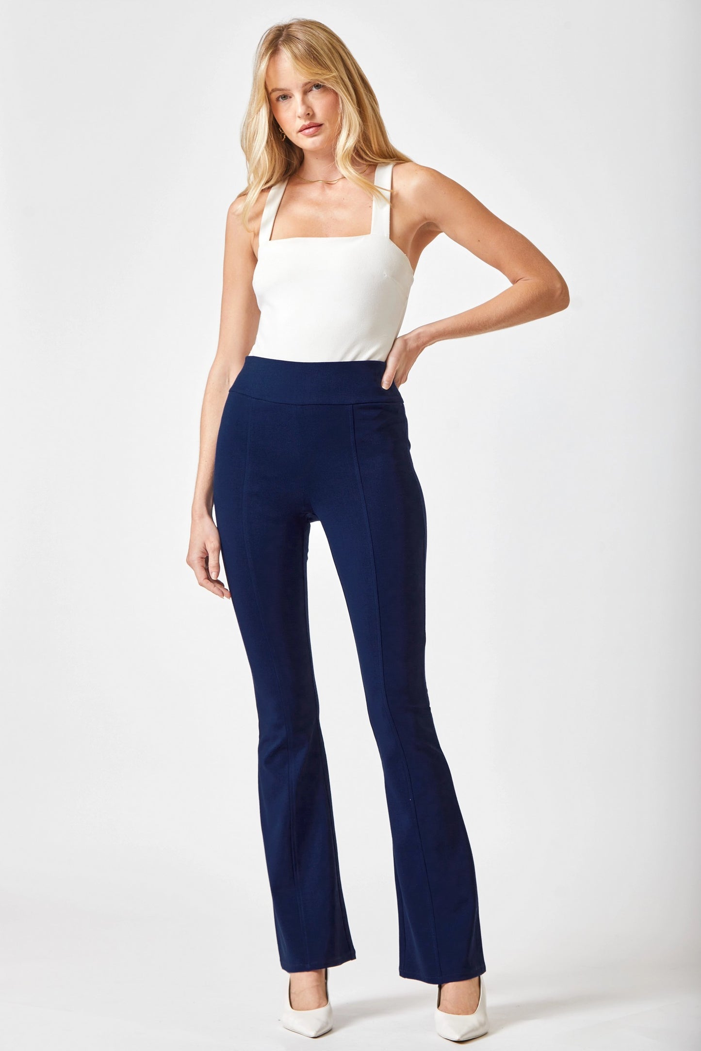 NAVY FLARE PANTS