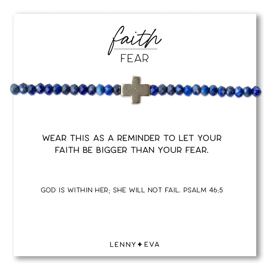 FAITH OVER FEAR LAPIS GEMS BRACELET