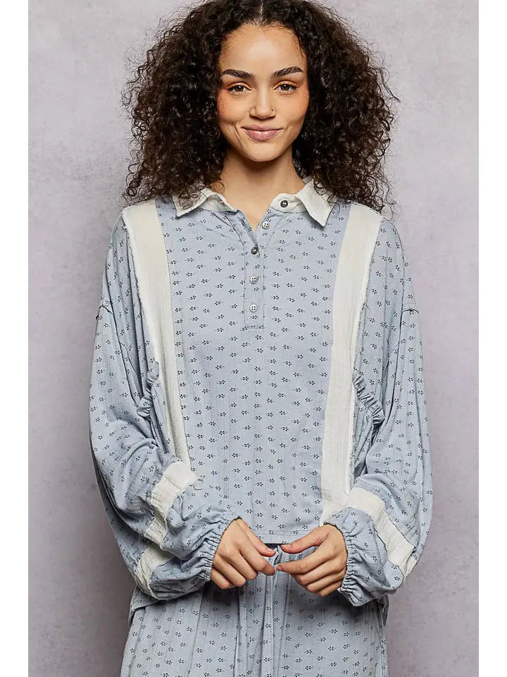 POWDER BLUE PATCHWORK SHIRT
