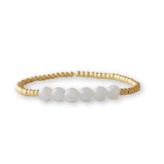 GILDED GOLD ROW BRACELET WHITE JADE
