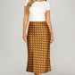 POLKA DOT MIDI SKIRT-BROWN