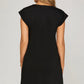 DROP SLEEVE BUTTON DOWN MINI DRESS- BLACK