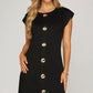 DROP SLEEVE BUTTON DOWN MINI DRESS- BLACK