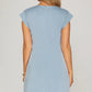DROP SLEEVE BUTTON DOWN MINI DRESS- BLUE