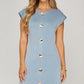 DROP SLEEVE BUTTON DOWN MINI DRESS- BLUE