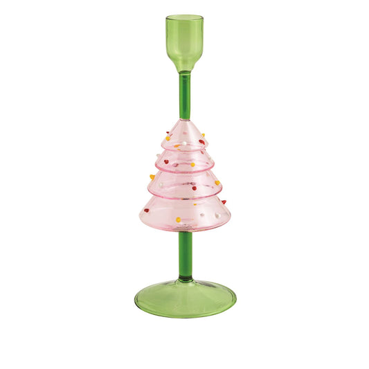 TREE XMAS GLASS TAPER HOLDER