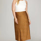 POLKA DOT MIDI SKIRT-BROWN