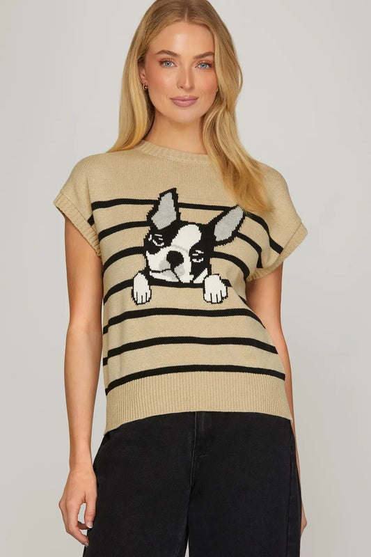 STRIPPED FRENCH BULLDOG SWEATER