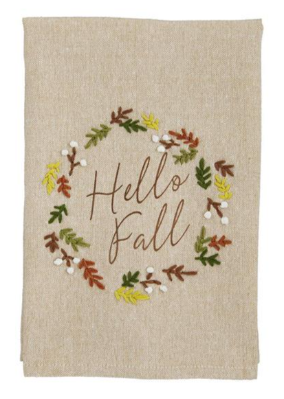 HELLO FALL FRENCH KNOT TOWELS