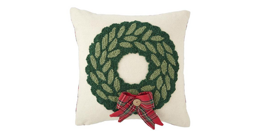 WREATH TARTAN HOOKED PILLOW