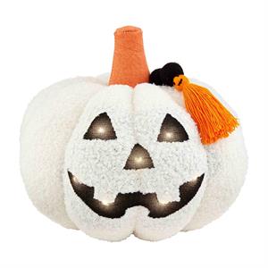 CREAM SHERPA LIGHT UP PUMPKIN PILLOW