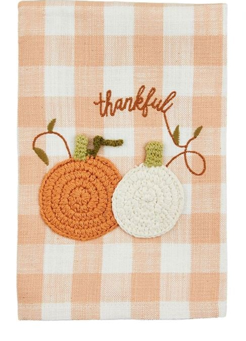 THANKFUL CROCHET PUMPKIN TOWEL