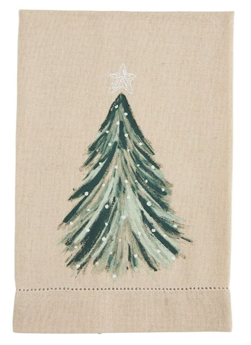 TREE WHITE CHRISTMAS PAINTED TOWEL