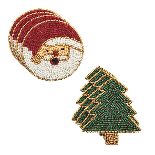 TREE XMAS BEADED COASTER