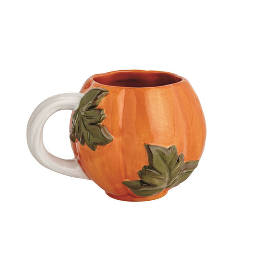 ORANGE LEAF HANDLE PUMPKIN MUG