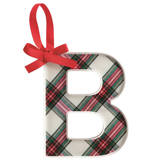 B INITIAL TARTAN ORNAMENT