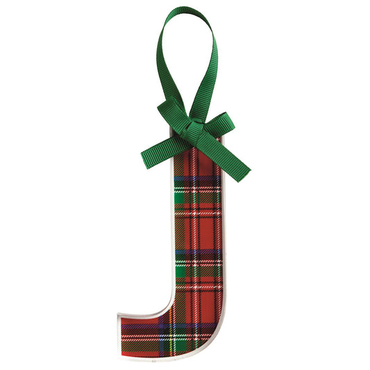 J INITIAL TARTAN ORNAMENT