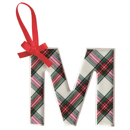 M INITIAL TARTAN ORNAMENT
