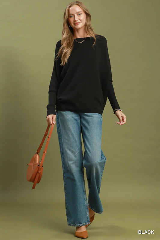 BOATNECK KNIT SWEATER BLACK