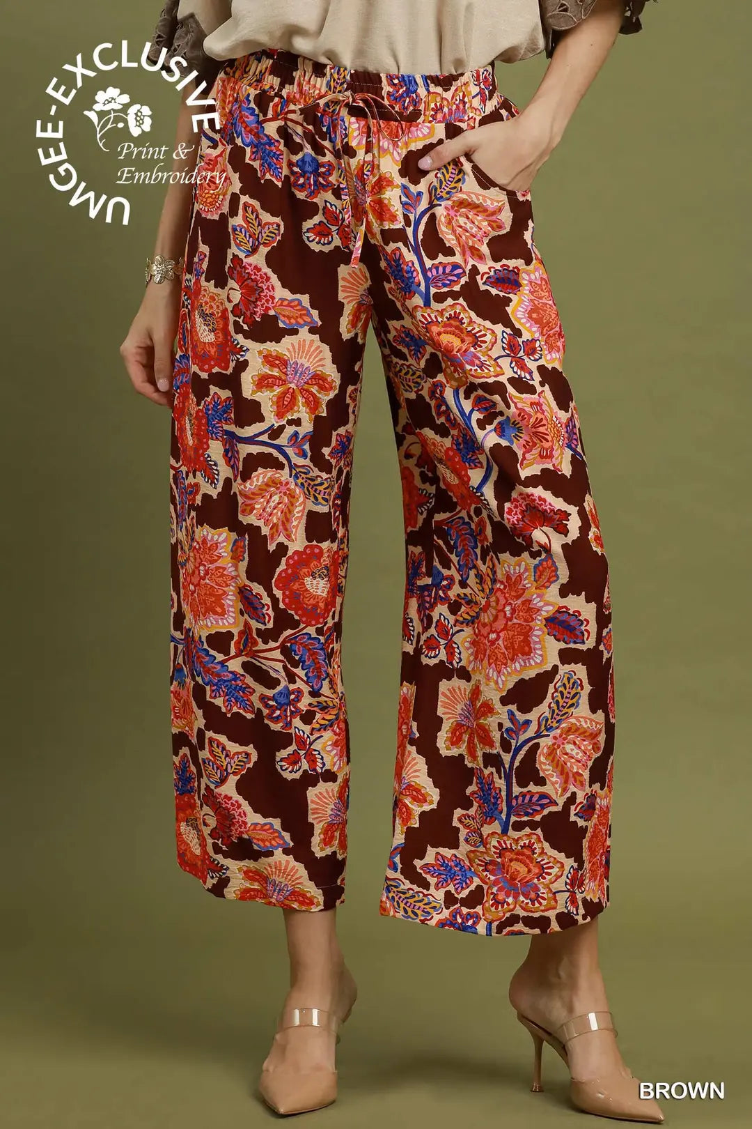 FLORAL FRONT TIE PANTS