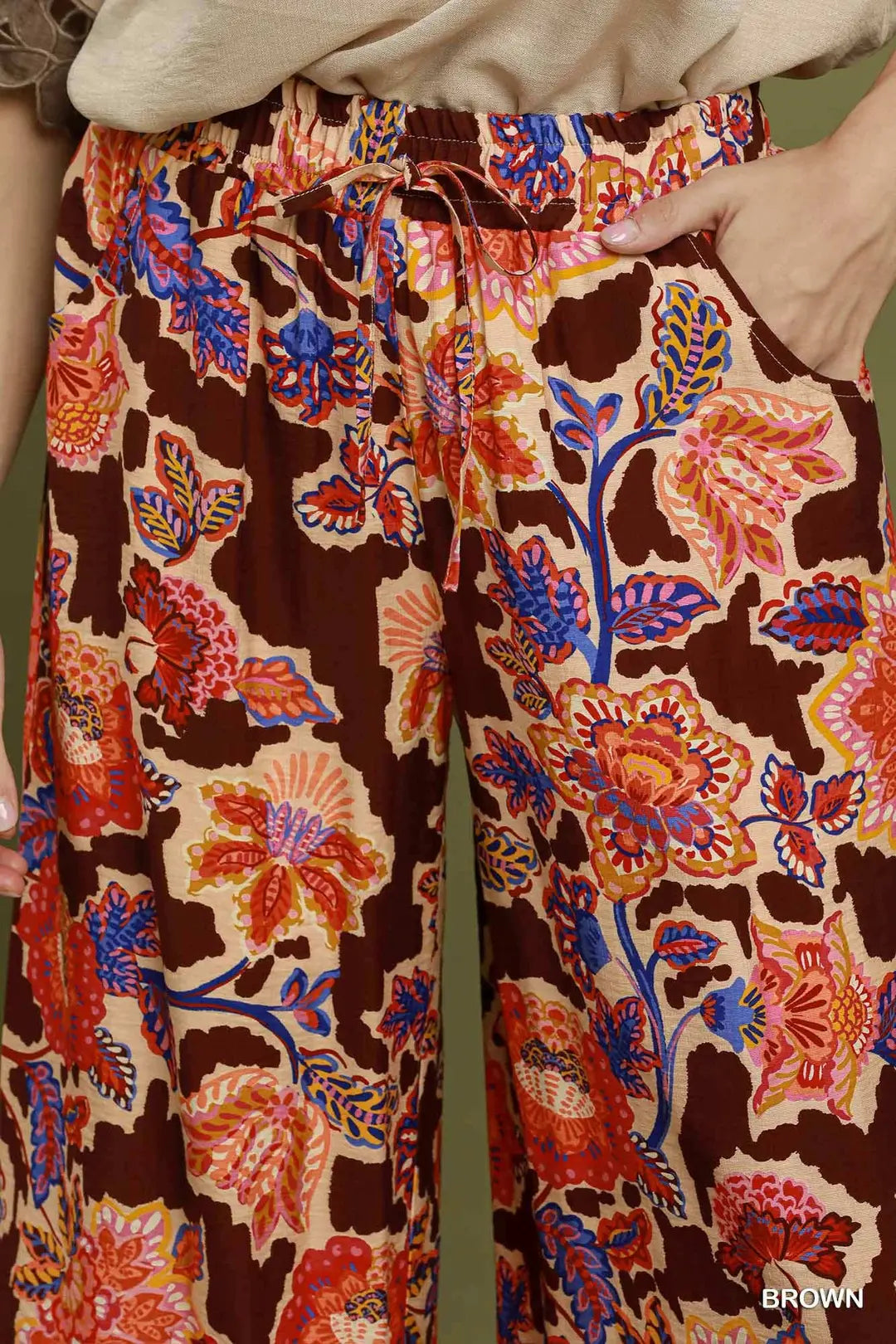 FLORAL FRONT TIE PANTS